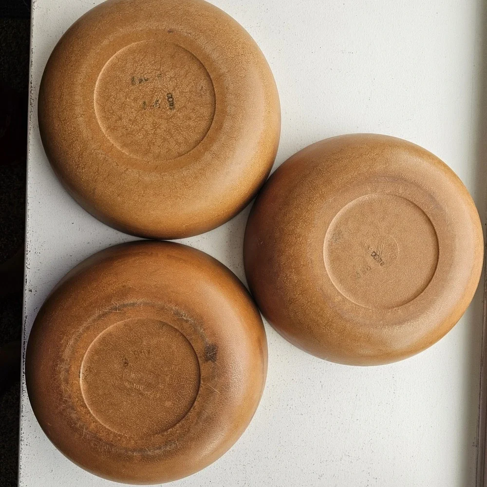 1960s 1970s Lot Of 3 Ellingers Vintage Agatized Wood Serving Bowl #100 9-1/4